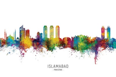 Islamabad Pakistan Skyline City Name by Michael Tompsett framed canvas print