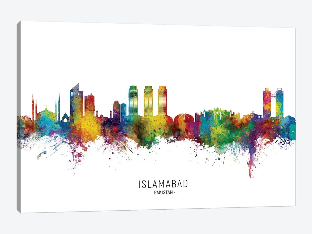 Islamabad Pakistan Skyline City Name by Michael Tompsett 1-piece Canvas Artwork