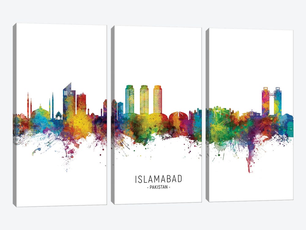 Islamabad Pakistan Skyline City Name by Michael Tompsett 3-piece Canvas Art