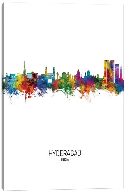 Hyderabad India Skyline Portrait Canvas Art Print - India Art