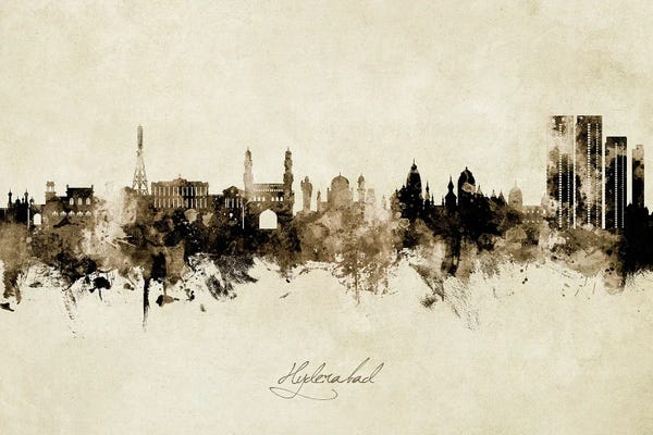 India: Hyderabad India Skyline Vintage by Michael Tompsett