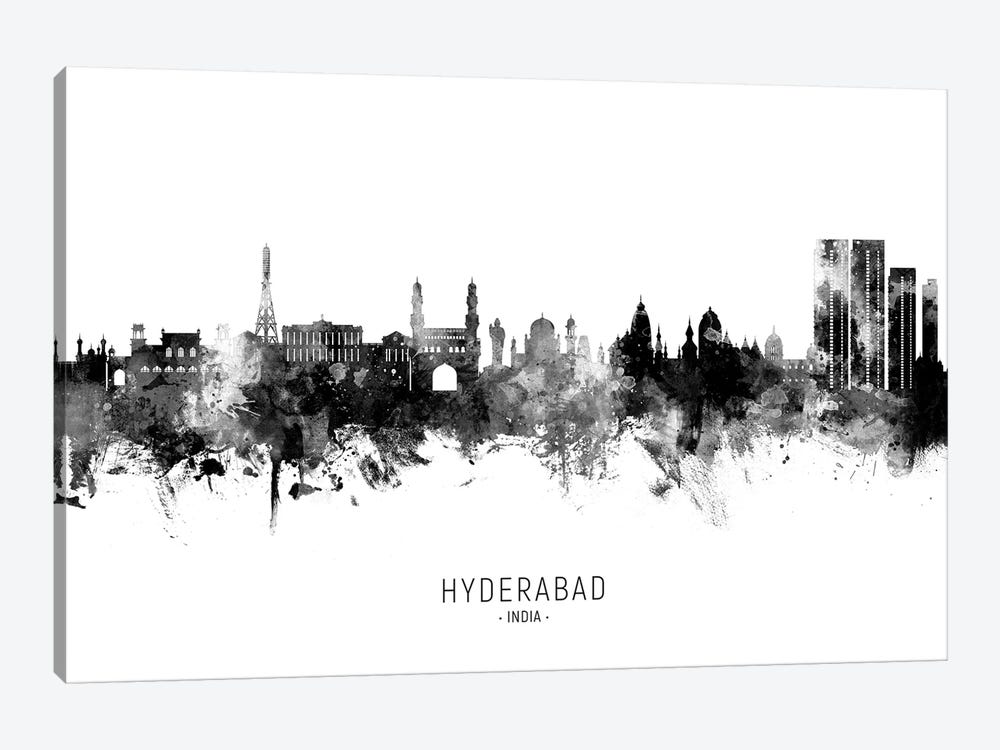 Hyderabad India Skyline Name Bw by Michael Tompsett 1-piece Art Print