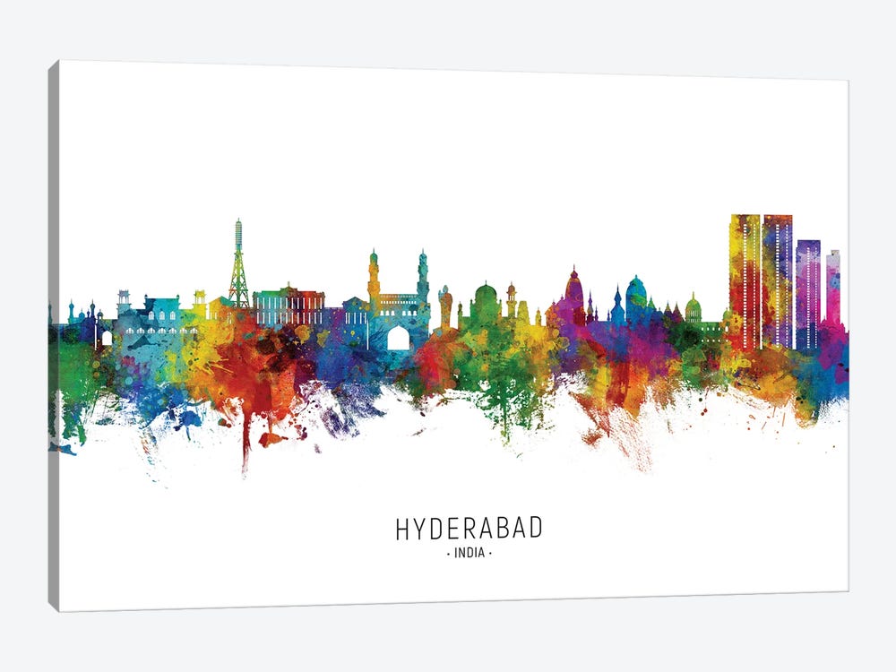 Hyderabad India Skyline City Name by Michael Tompsett 1-piece Canvas Wall Art