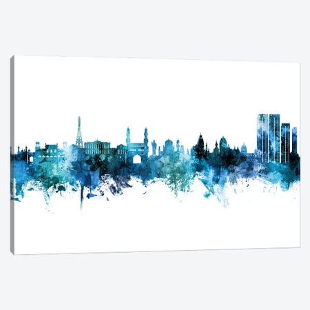 Hyderabad India Skyline Blue Teal Canvas Print #MTO2964} by Michael Tompsett Canvas Artwork