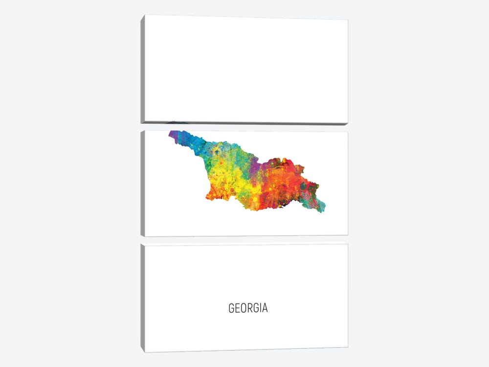 Georgia Map by Michael Tompsett 3-piece Canvas Artwork
