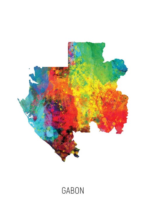 Gabon Map by Michael Tompsett wall art