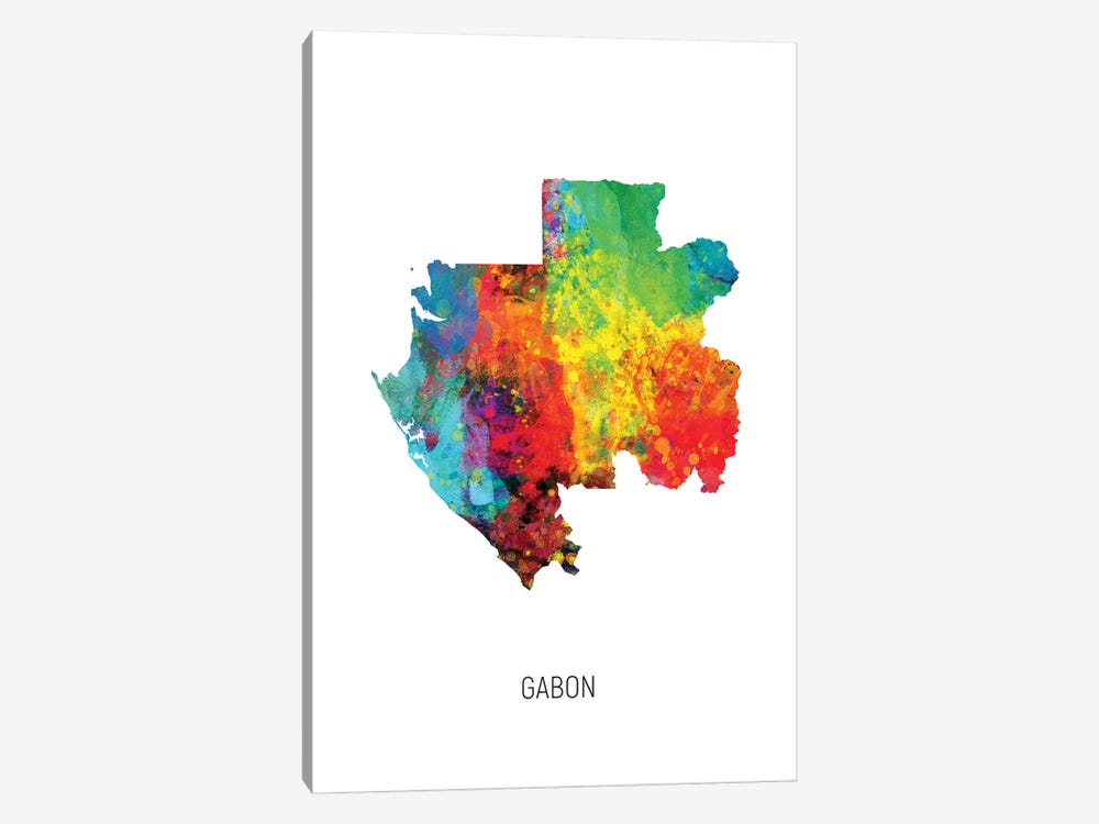 Gabon Map by Michael Tompsett 1-piece Art Print