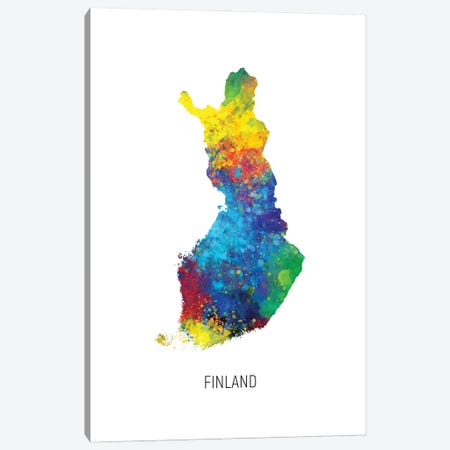 Finland Map Canvas Print #MTO2967} by Michael Tompsett Canvas Art