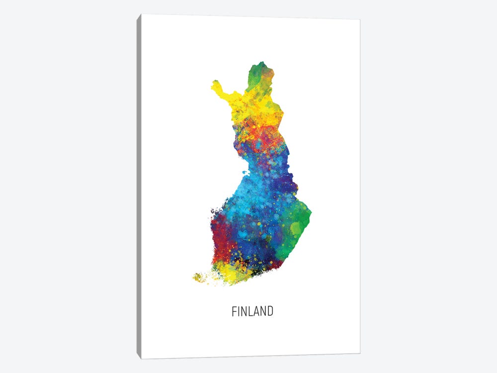 Finland Map by Michael Tompsett 1-piece Canvas Wall Art