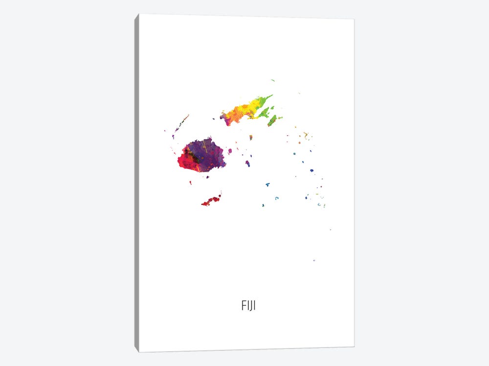 Fiji Map by Michael Tompsett 1-piece Canvas Print