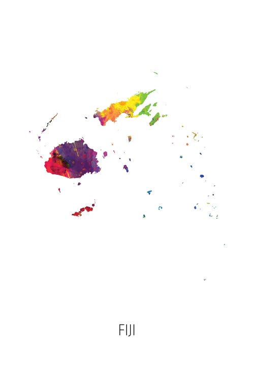 Fiji Map by Michael Tompsett wall art