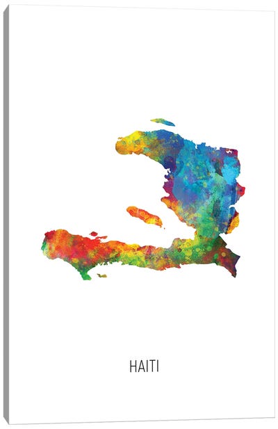 Haiti Map Canvas Art Print - Caribbean Art
