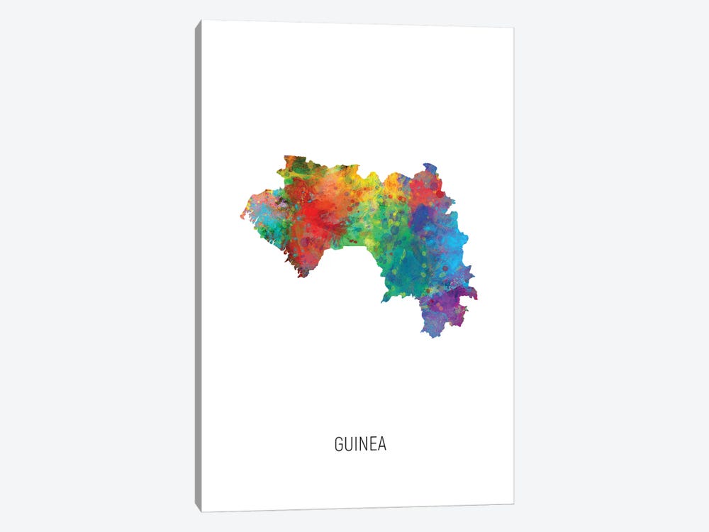 Guinea Map by Michael Tompsett 1-piece Canvas Print