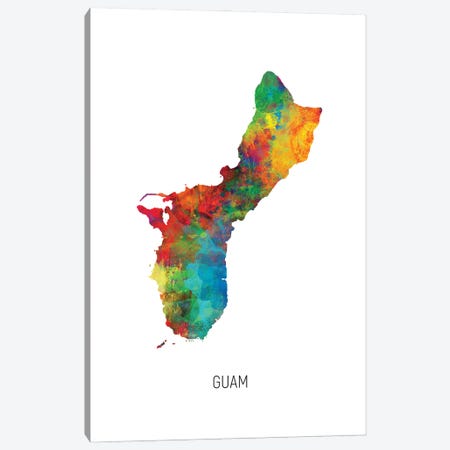 Guam Map Canvas Print #MTO2974} by Michael Tompsett Art Print