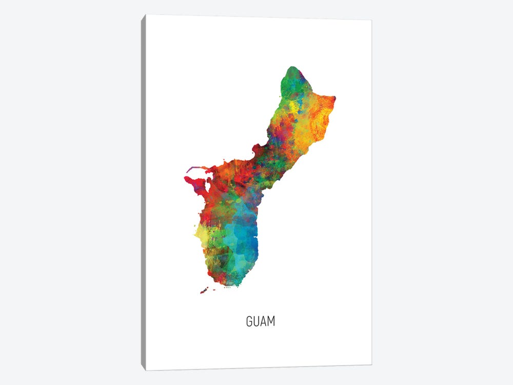 Guam Map by Michael Tompsett 1-piece Canvas Wall Art