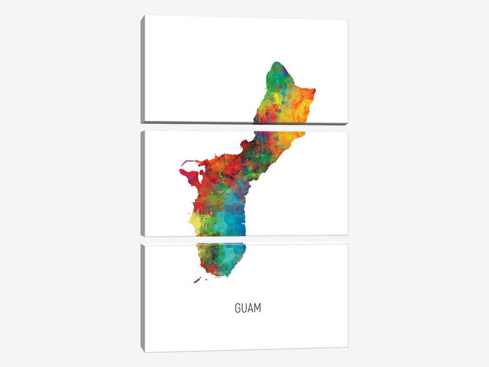 Guam Map by Michael Tompsett 3-piece Canvas Art