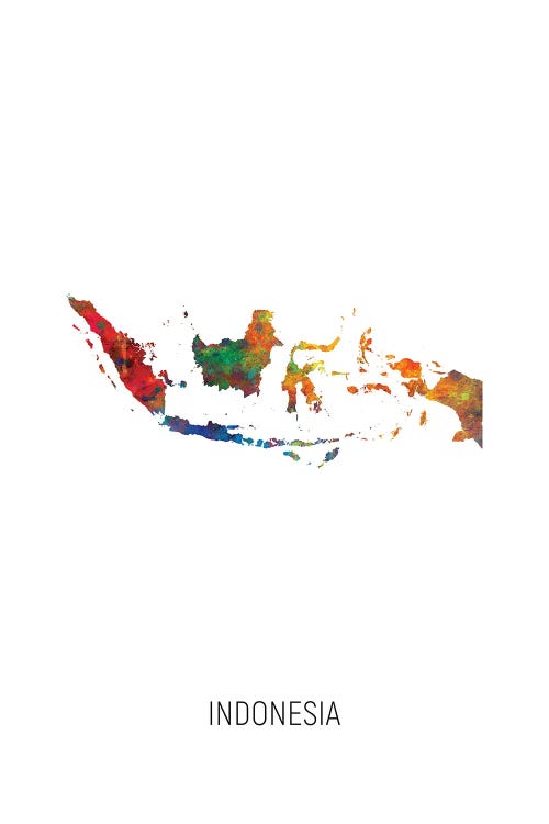 Indonesia Map by Michael Tompsett wall art