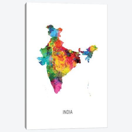 India Map Canvas Print #MTO2976} by Michael Tompsett Canvas Print
