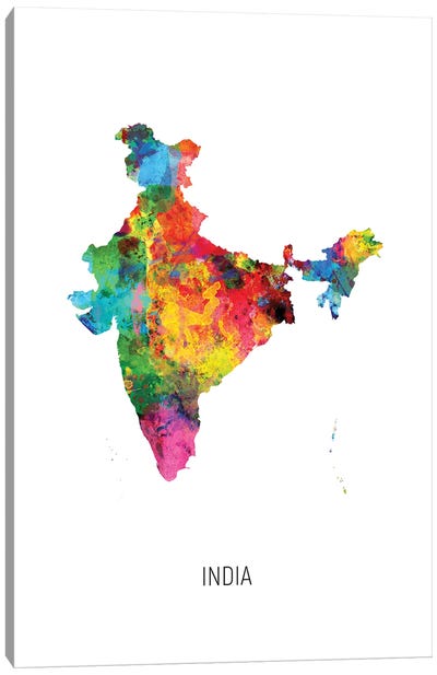 India Map Canvas Art Print - India