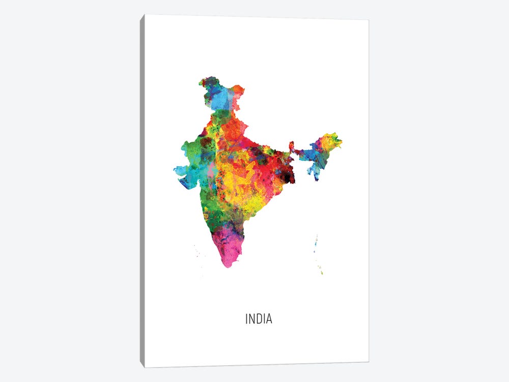 India Map by Michael Tompsett 1-piece Canvas Wall Art