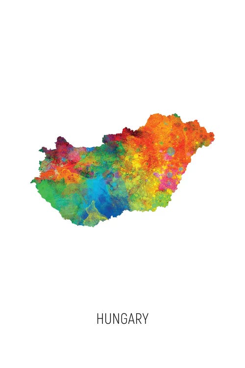Hungary Map by Michael Tompsett wall art