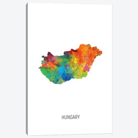 Hungary Map Canvas Print #MTO2977} by Michael Tompsett Art Print