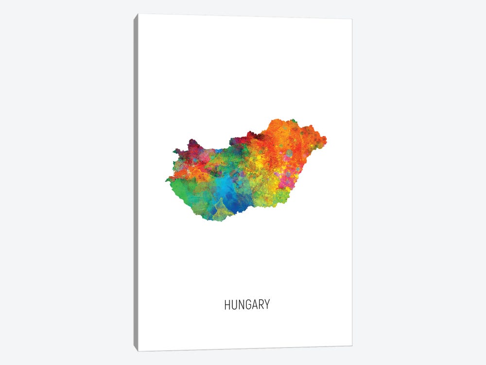 Hungary Map by Michael Tompsett 1-piece Art Print