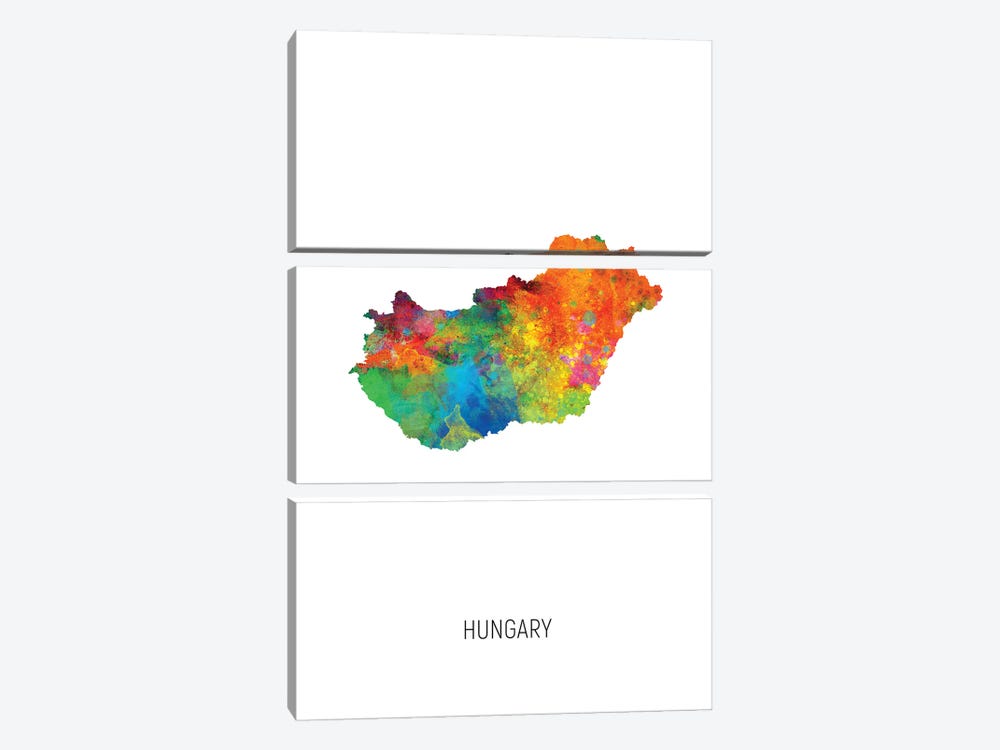 Hungary Map by Michael Tompsett 3-piece Art Print
