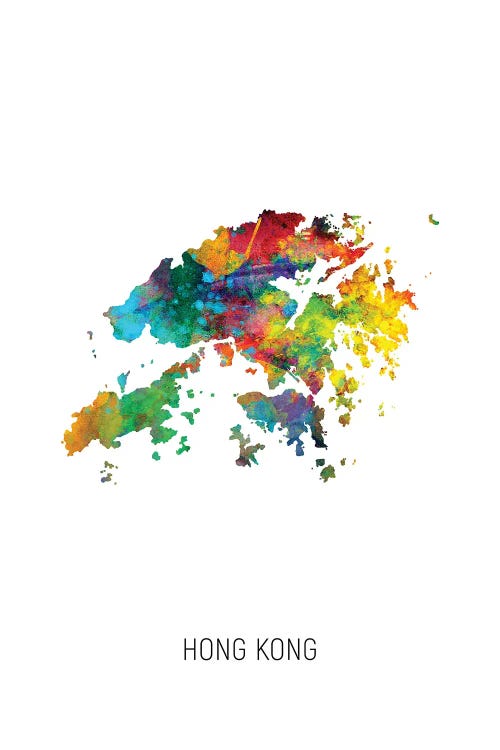 Hong Kong Map by Michael Tompsett wall art