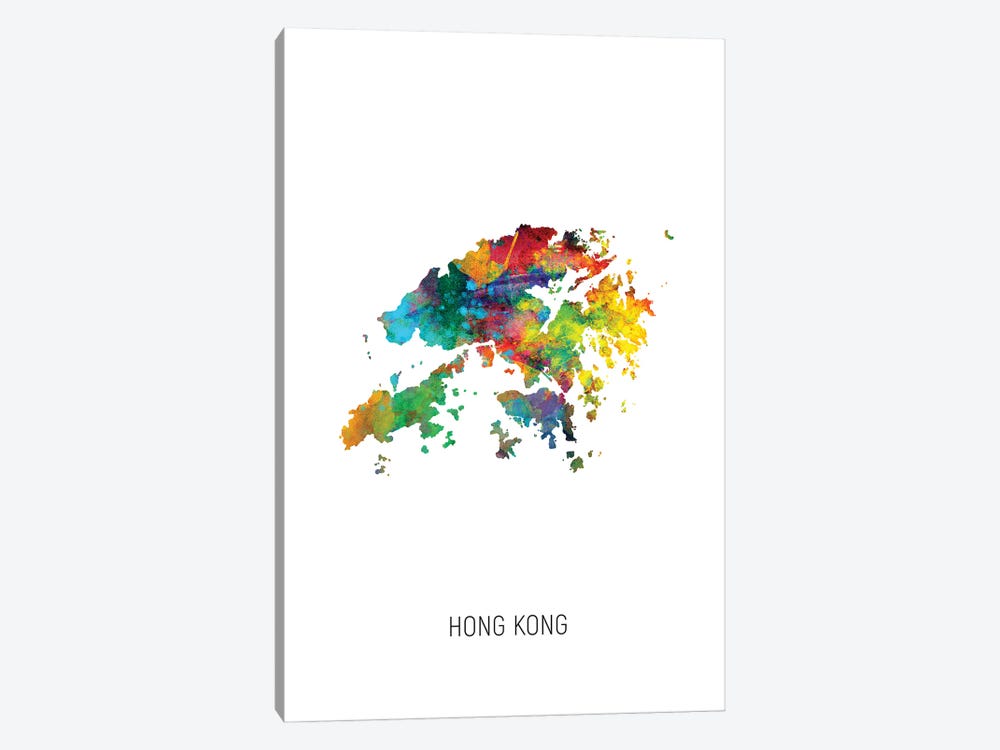 Hong Kong Map by Michael Tompsett 1-piece Canvas Artwork