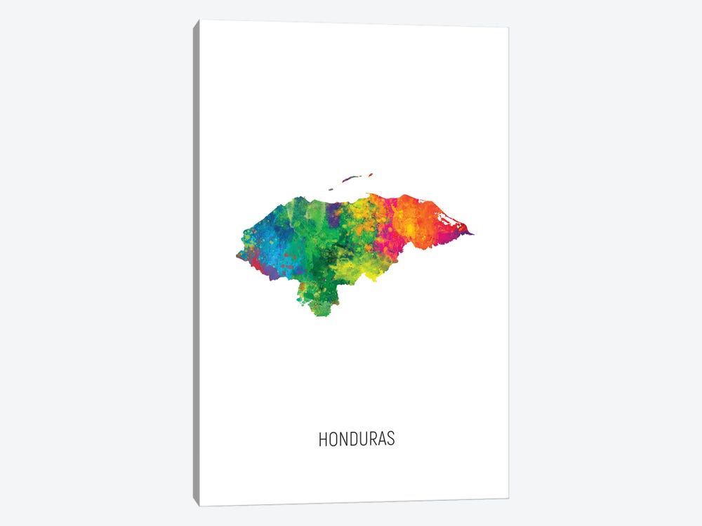 Honduras Map by Michael Tompsett 1-piece Canvas Print