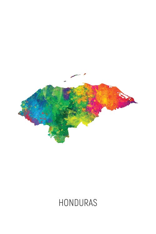 Honduras Map by Michael Tompsett wall art