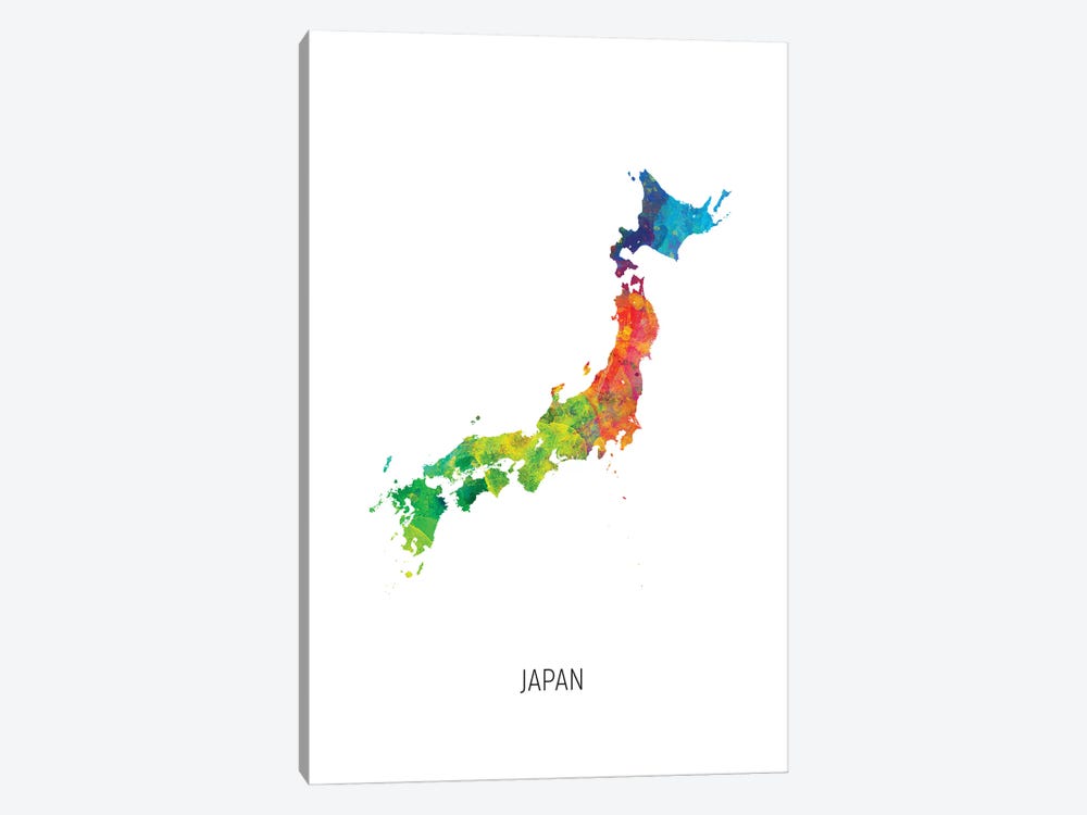 Japan Map by Michael Tompsett 1-piece Canvas Art Print