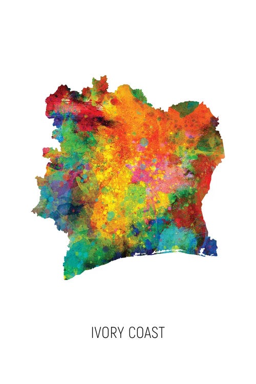 Ivory Coast Map by Michael Tompsett wall art