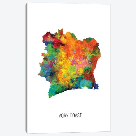 Ivory Coast Map Canvas Print #MTO2981} by Michael Tompsett Canvas Art Print