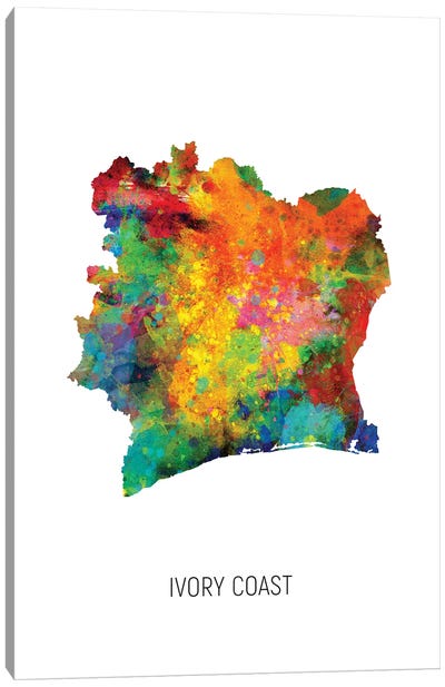 Ivory Coast Map Canvas Art Print