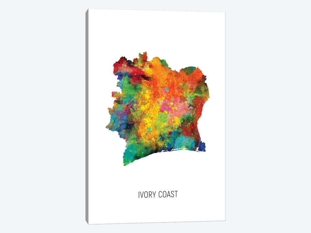 Ivory Coast Map by Michael Tompsett 1-piece Canvas Art