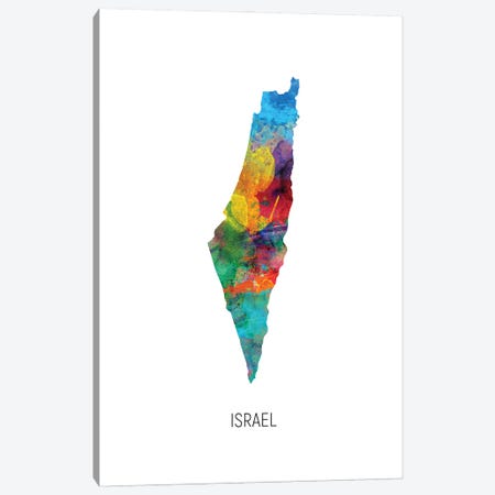 Israel Map Canvas Print #MTO2982} by Michael Tompsett Art Print