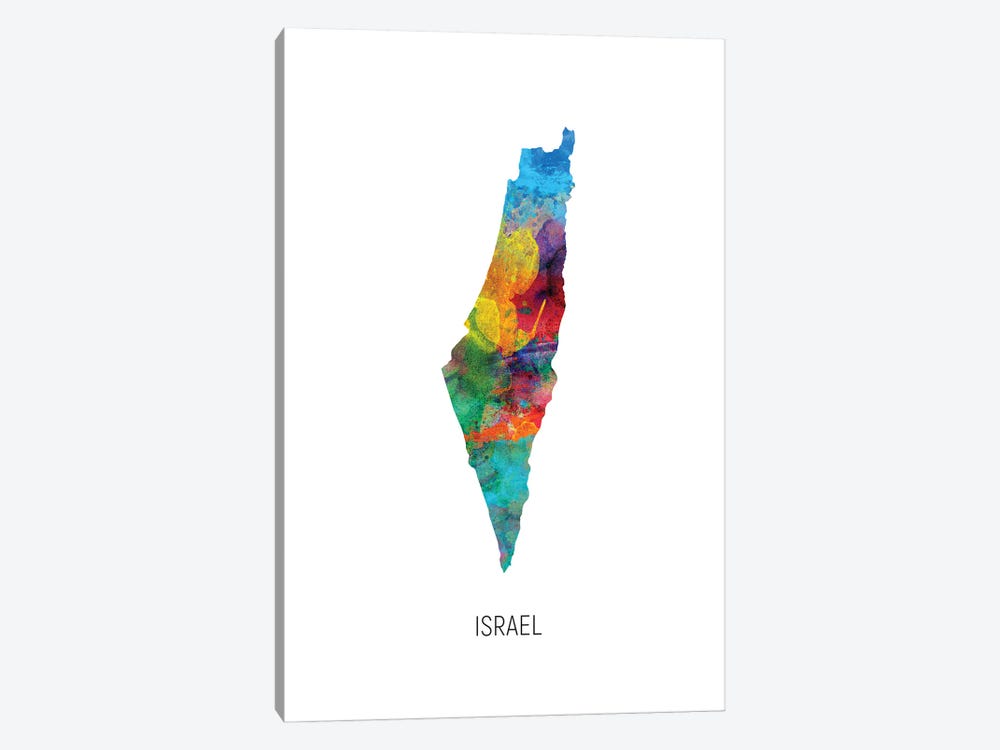 Israel Map by Michael Tompsett 1-piece Canvas Print