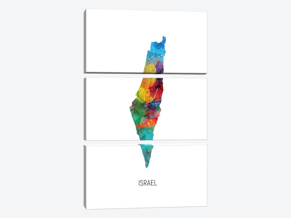 Israel Map by Michael Tompsett 3-piece Art Print