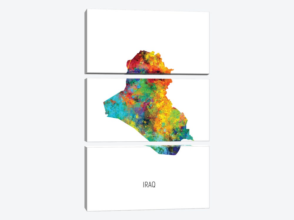 Iraq Map by Michael Tompsett 3-piece Canvas Artwork