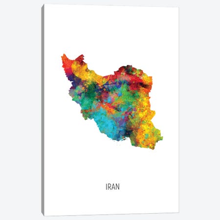 Iran Map Canvas Print #MTO2984} by Michael Tompsett Canvas Wall Art