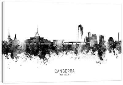 Canberra Australia Skyline Name Bw Canvas Art Print