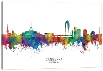 Canberra Australia Skyline City Name Canvas Art Print