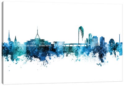 Canberra Australia Skyline Blue Teal Canvas Art Print