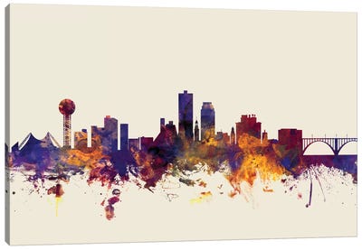 Knoxville, Tennessee, USA On Beige Canvas Art Print