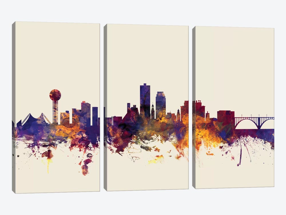 Knoxville, Tennessee, USA On Beige by Michael Tompsett 3-piece Art Print