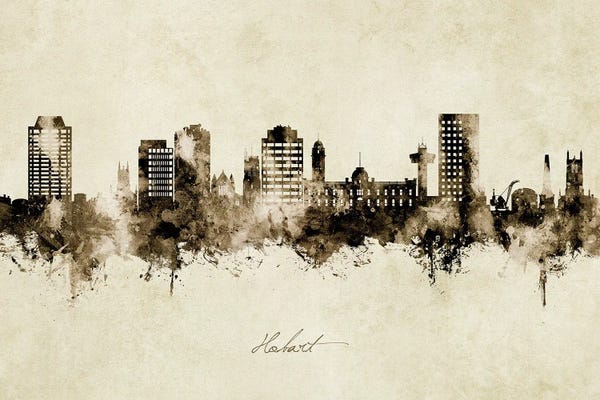 Tasmania: Hobart Australia Skyline Vintage by Michael Tompsett