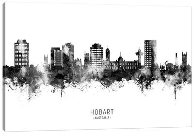 Hobart Australia Skyline Name Bw Canvas Art Print