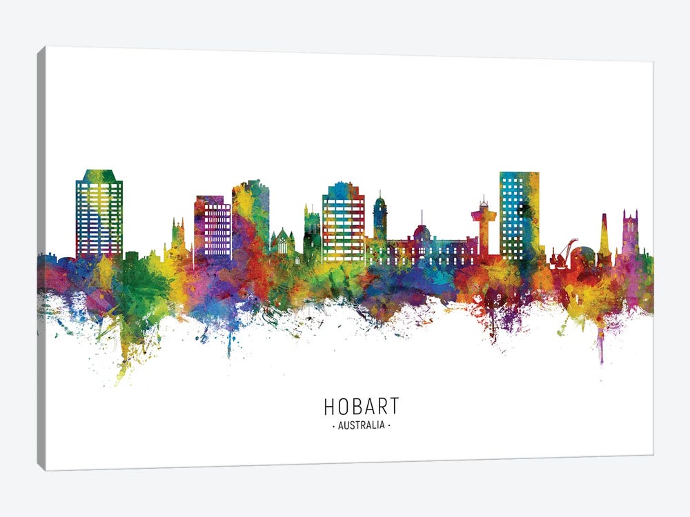 Hobart Australia Skyline City Name by Michael Tompsett 1-piece Canvas Art Print